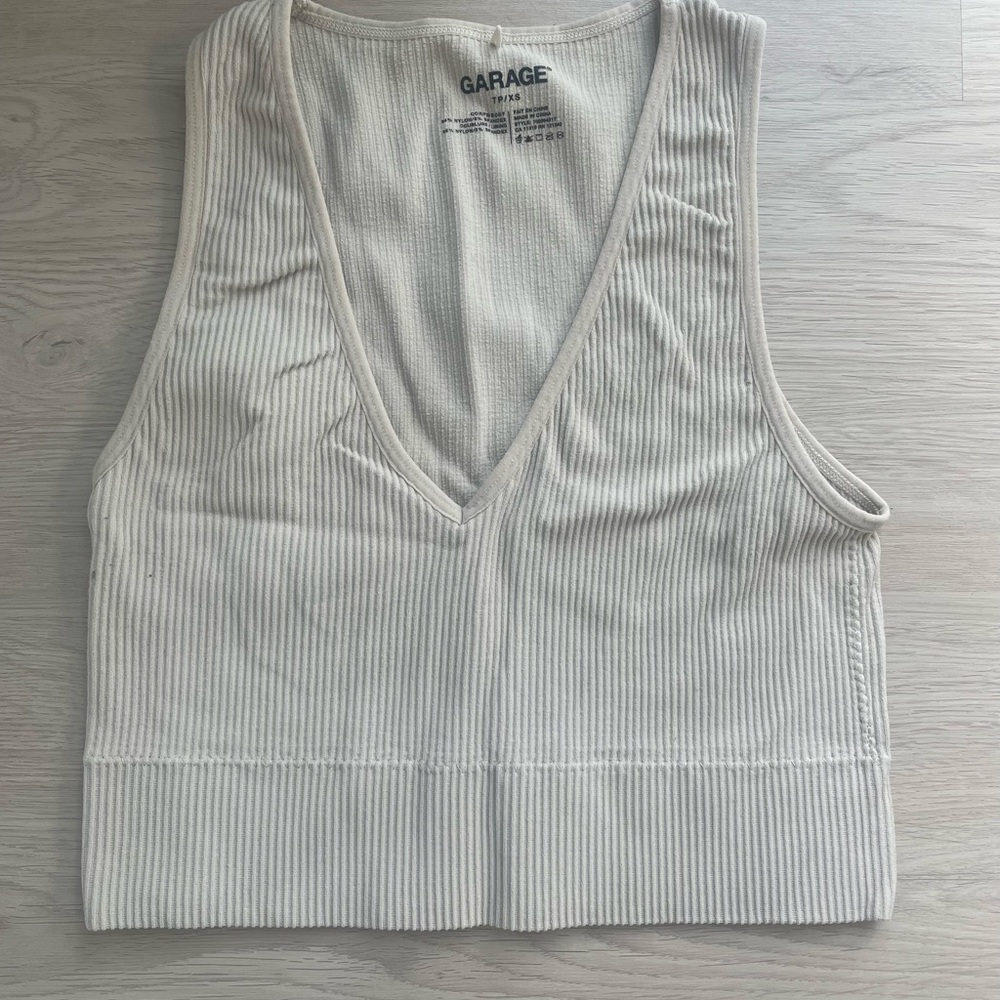 Garage Cream Ribbed Women's Top